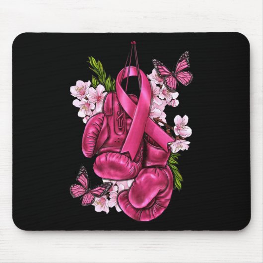 Brustkrebs Bewusstsein rosa Boxhandschuhe Rosa Ri Mousepad (Vorne)