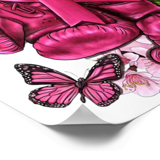 Brustkrebs Bewusstsein rosa Boxhandschuhe Rosa Ri Poster (Ecke)