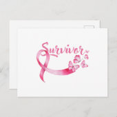 Brustkrebs-Bewusstsein rosa Butterfliegen Ankündigungspostkarte (Vorne/Hinten)