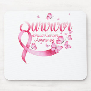 Brustkrebs-Bewusstsein rosa Butterfliegen Mousepad