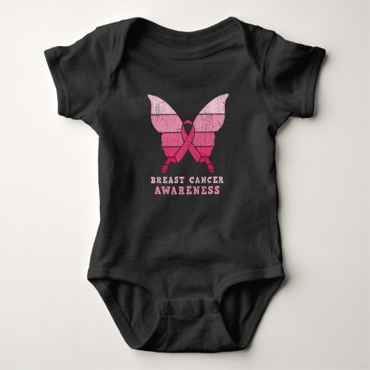 Brustkrebs-Bewusstsein rosa Butterfly-Geschenk Baby Strampler (Vorderseite)