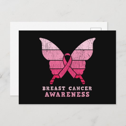 Brustkrebs-Bewusstsein rosa Butterfly-Geschenk Postkarte (Vorne/Hinten)