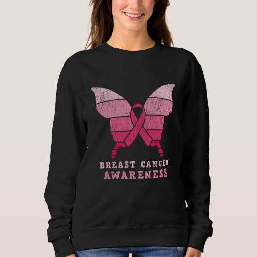 Brustkrebs-Bewusstsein rosa Butterfly-Geschenk Sweatshirt (Vorderseite)