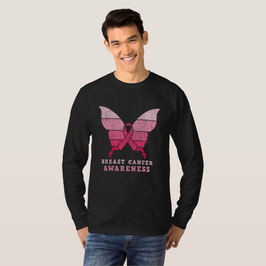 Brustkrebs-Bewusstsein rosa Butterfly-Geschenk T-Shirt (Vorne ganz)