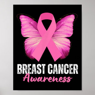 Brustkrebs-Bewusstsein Rosa Butterfly-Schmetterlin Poster
