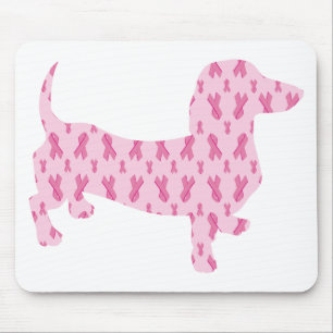 Brustkrebs Bewusstsein rosa Dackel Mousepad