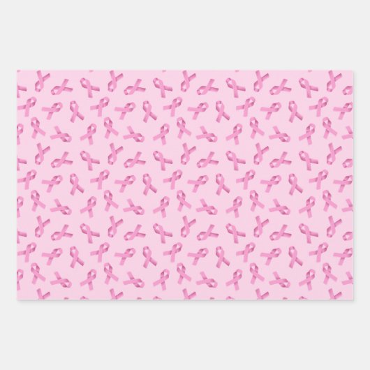 Brustkrebs-Bewusstsein rosa Flachbandmuster Geschenkpapier Set (Vorderseite 3)