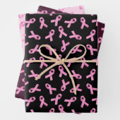 Brustkrebs-Bewusstsein rosa Flachbandmuster Geschenkpapier Set (Beispiel)