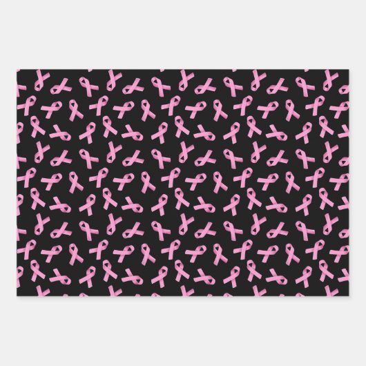 Brustkrebs-Bewusstsein rosa Flachbandmuster Geschenkpapier Set (Vorderseite)