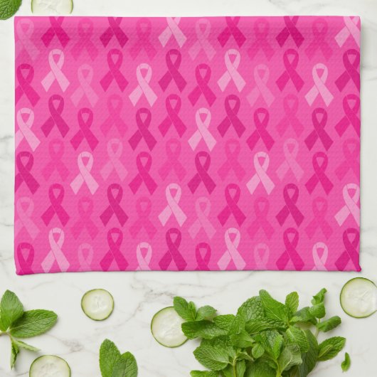 Brustkrebs-Bewusstsein rosa Flachbandmuster Geschirrtuch (Gefaltet)