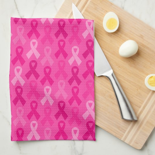 Brustkrebs-Bewusstsein rosa Flachbandmuster Geschirrtuch (Viertel Falte)