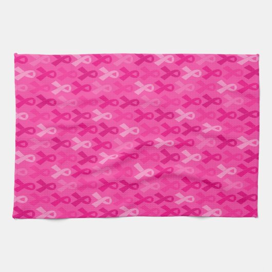 Brustkrebs-Bewusstsein rosa Flachbandmuster Geschirrtuch (Horizontal)