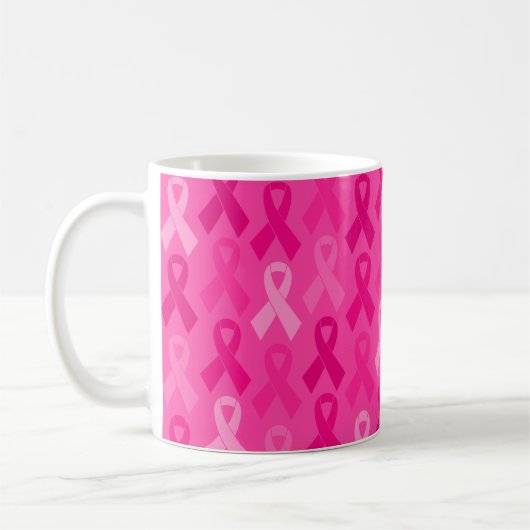 Brustkrebs-Bewusstsein rosa Flachbandmuster Kaffeetasse (Links)