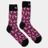 Brustkrebs-Bewusstsein rosa Flachbandmuster Socken (Rechts)