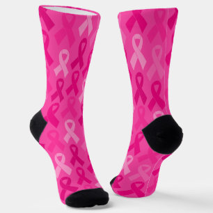 Brustkrebs-Bewusstsein rosa Flachbandmuster Socken