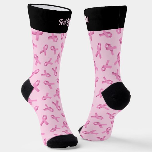 Brustkrebs-Bewusstsein rosa Flachbandmuster Socken (Gewinkelt)