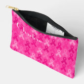 Brustkrebs-Bewusstsein rosa Flachbandmuster Zubehörtasche (Offen)
