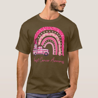 Brustkrebs Bewusstsein rosa Gnomen LKW Regenbogen T-Shirt
