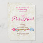 Brustkrebs Bewusstsein rosa Herzrhythmus Boho Einladung (Vorne/Hinten)