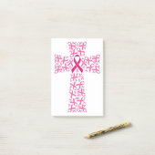 Brustkrebs-Bewusstsein rosa Kreuz Post-it Klebezettel (Auf Schreibtisch)