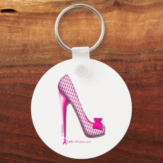 Brustkrebs-Bewusstsein rosa Ribbon Ferse Schlüsselanhänger (Vorderseite)