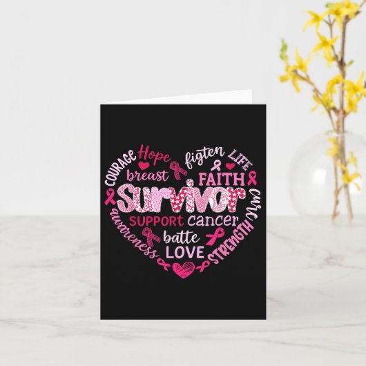 Brustkrebs-Bewusstsein rosa Ribbon Herz Überleben Karte (Gelbe Blume)