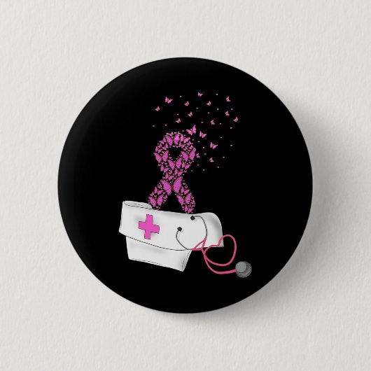 Brustkrebs Bewusstsein rosa Ribbon Stethoscope Gi Button (Vorderseite)