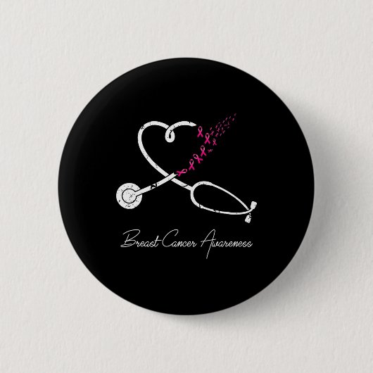 Brustkrebs Bewusstsein rosa Ribbon Stethoskop Er Button (Vorderseite)
