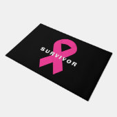Brustkrebs Bewusstsein rosa Ribbon Survivor Fußmatte (Schrägansicht)