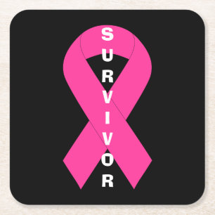 Brustkrebs Bewusstsein rosa Ribbon Survivor Rechteckiger Pappuntersetzer