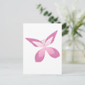 Brustkrebs-Bewusstsein rosa Schmetterling Postkarte (Stehend Vorderseite)