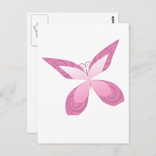 Brustkrebs-Bewusstsein rosa Schmetterling Postkarte (Vorne/Hinten)