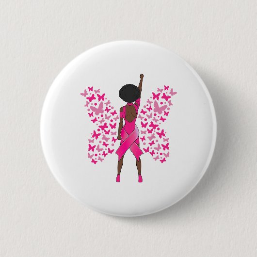 Brustkrebs Bewusstsein rosa Schmetterlinge Afrikan Button (Vorderseite)