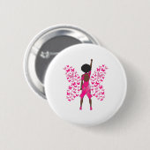 Brustkrebs Bewusstsein rosa Schmetterlinge Afrikan Button (Vorne & Hinten)