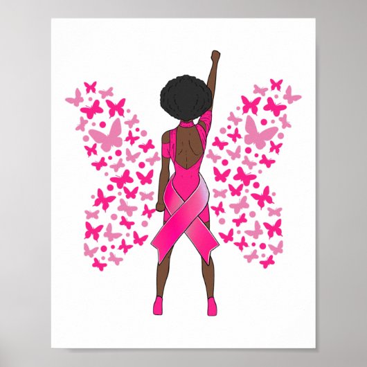 Brustkrebs Bewusstsein rosa Schmetterlinge Afrikan Poster (Vorne)