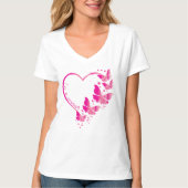 Brustkrebs Bewusstsein rosa Schmetterlingsherz T-Shirt (Vorderseite)