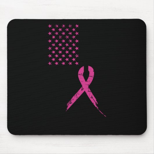 Brustkrebs-Bewusstsein rosa schwarze Flagge Mousepad (Vorne)