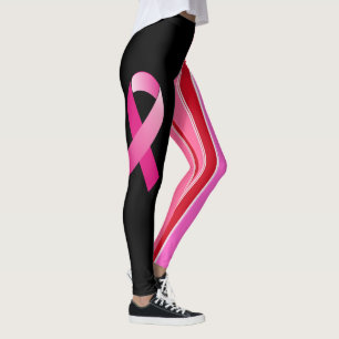 Brustkrebs-Bewusstsein Rosa Streifenband Leggings