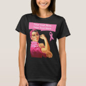 Brustkrebs-Bewusstsein Rosie the Riveter pink T-Shirt (Vorderseite)