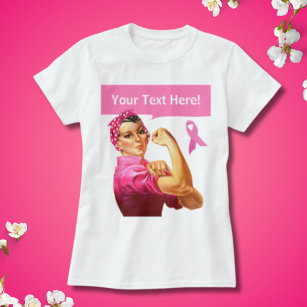 Brustkrebs-Bewusstsein Rosie the Riveter pink T-Shirt