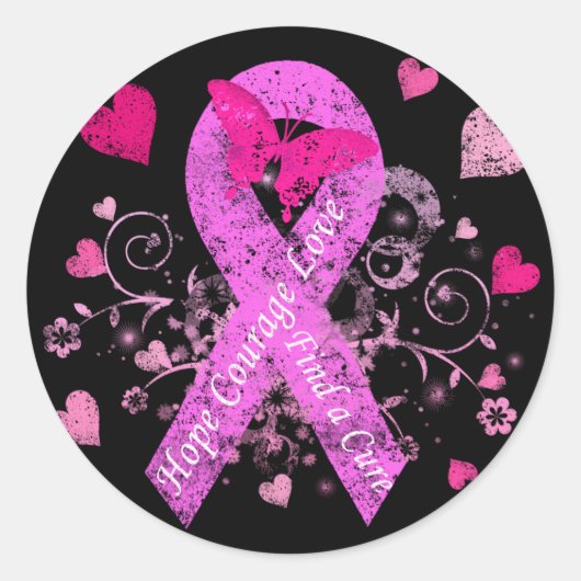 Brustkrebs-Bewusstsein Runder Aufkleber (Vorderseite)