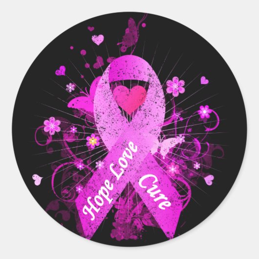 Brustkrebs-Bewusstsein Runder Aufkleber (Vorderseite)
