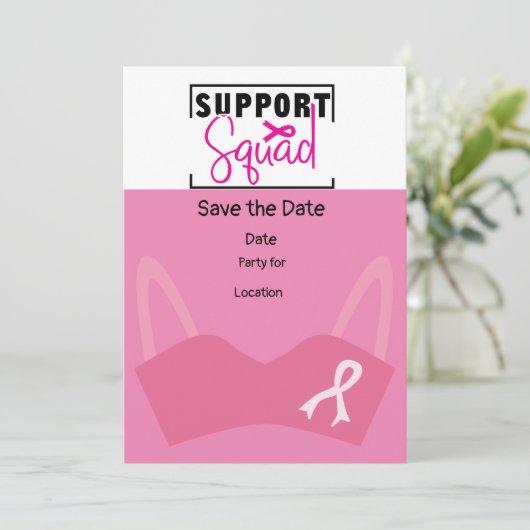Brustkrebs-Bewusstsein, Save the Date Party Einladung (Stehend Vorderseite)