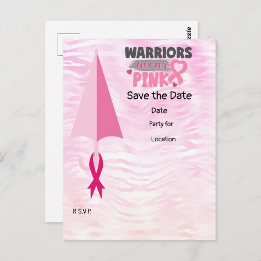 Brustkrebs-Bewusstsein, Save the Date Party Postkarte (Vorne/Hinten)