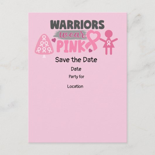 Brustkrebs-Bewusstsein, Save the Date Party Postkarte (Vorderseite)