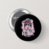 Brustkrebs-Bewusstsein Schädel F Krebs rosa Rib Button (Vorne & Hinten)
