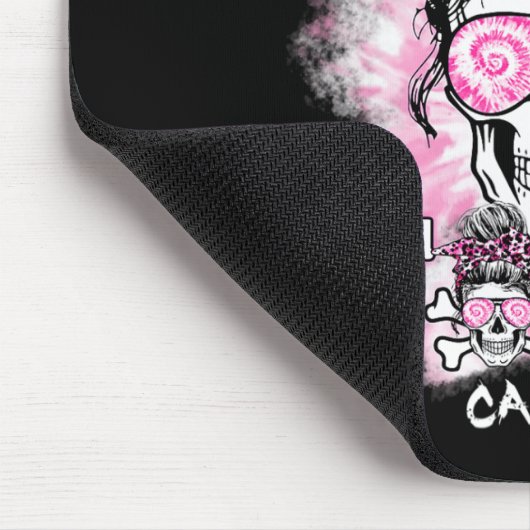 Brustkrebs-Bewusstsein Schädel F Krebs rosa Rib Mousepad (Ecke)