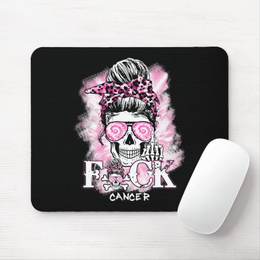 Brustkrebs-Bewusstsein Schädel F Krebs rosa Rib Mousepad (Mit Mouse)