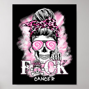 Brustkrebs-Bewusstsein Schädel F Krebs rosa Rib Poster