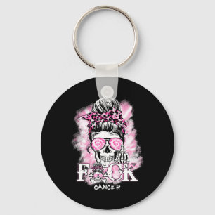 Brustkrebs-Bewusstsein Schädel F Krebs rosa Rib Schlüsselanhänger